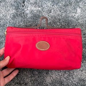 Long Champ Red makeup/carry all case.